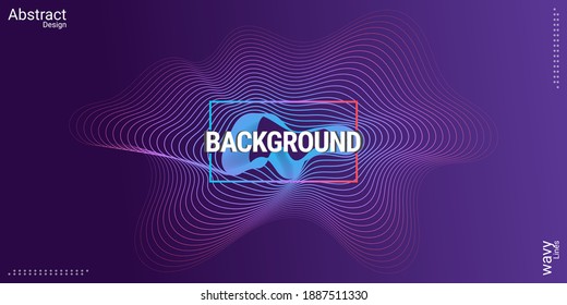 Abstrakter musikalischer Hintergrund, Wellenliniendesign in Blau und violette Farbverlauf-Farben. Geeignet für Plakate, Flyer, Banner, Werbung, Websites usw. Vektorgrafik