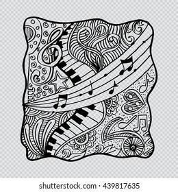 Abstract Music Background. Zentangle style.