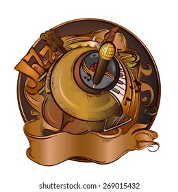 Abstract Music Background.Jazz music vector Icon with space for text