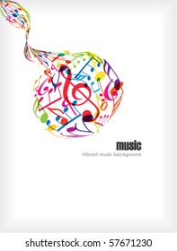 Abstract music ball with tunes on white