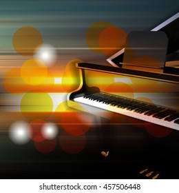 abstract music blur background with grand piano