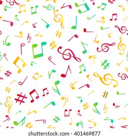 Abstract music colorful notes seamless pattern background vector illustration for your design.