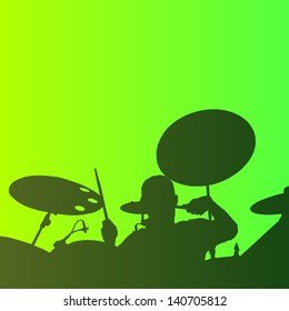 Abstract music concept - Drummer background silhouette