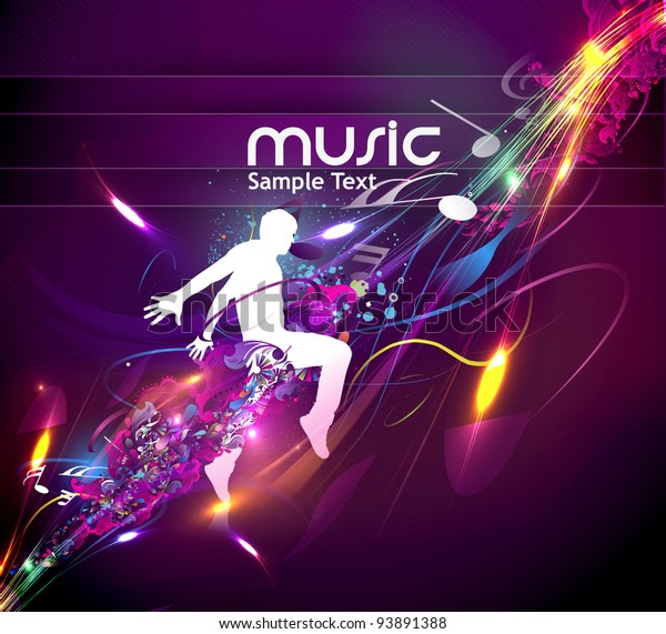 音楽イベントデザイン用の抽象的な音楽ダンス背景 ベクターイラスト のベクター画像素材 ロイヤリティフリー 9313