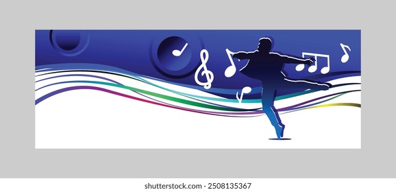 Abstract music dance banner and poster design template