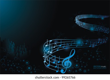 Abstract Music Dark Blue Background Notes Stock Vector (Royalty Free ...