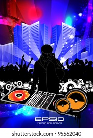 Abstract music dj poster design template, vector illustration.