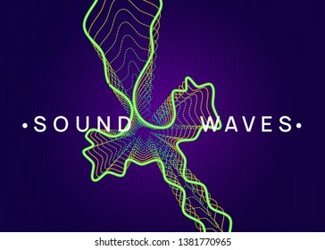Abstract music. Dynamic fluid shape and line. Digital concert invitation template. Abstract music flyer. Techno dj party. Electro dance event. Electronic trance sound. Club poster.