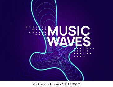 Abstract music. Dynamic fluid shape and line. Minimal show brochure concept. Abstract music flyer. Techno dj party. Electro dance event. Electronic trance sound. Club poster.