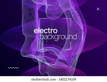 Abstract music. Dynamic fluid shape and line. Bright show brochure concept. Abstract music flyer. Techno dj party. Electro dance event. Electronic trance sound. Club poster.