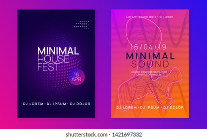 Abstract music. Dynamic fluid shape and line. Curvy discotheque brochure set. Abstract music flyer. Techno dj party. Electro dance event. Electronic trance sound. Club poster.