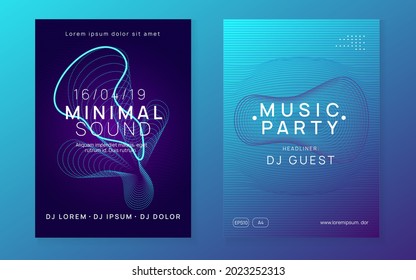 Abstract music. Dynamic fluid shape and line. Creative concert magazine set. Abstract music flyer. Techno dj party. Electro dance event. Electronic trance sound. Club poster.