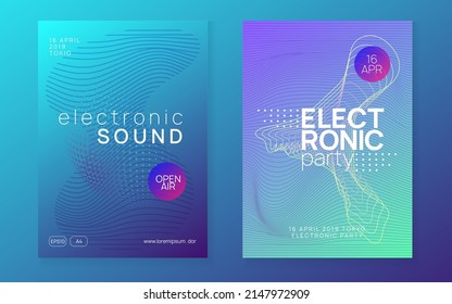 Abstract music. Dynamic fluid shape and line. Digital concert magazine set. Abstract music flyer. Techno dj party. Electro dance event. Electronic trance sound. Club poster.