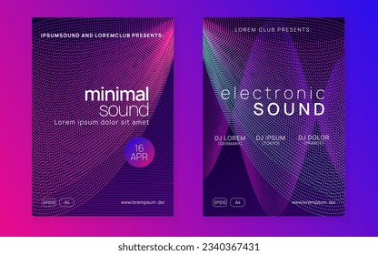 Abstract music. Dynamic fluid shape and line. Creative concert invitation set. Abstract music flyer. Techno dj party. Electro dance event. Electronic trance sound. Club poster.