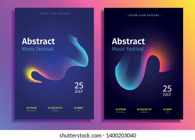 Abstract music electronic poster template with gradient shape. Design vector templates for leaflets, presentations, brochures