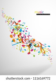 Abstract music festival advertising poster template with tunes.
