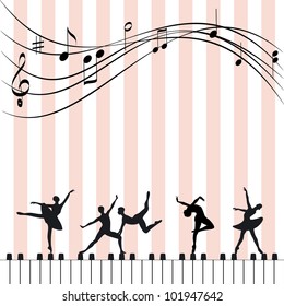 Abstract music festival wallpaper ballet dancer and piano