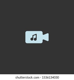 Abstract music film logo design. Note camera icon illustration vector