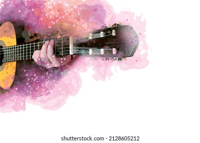 Abstract music graphic with guitar.