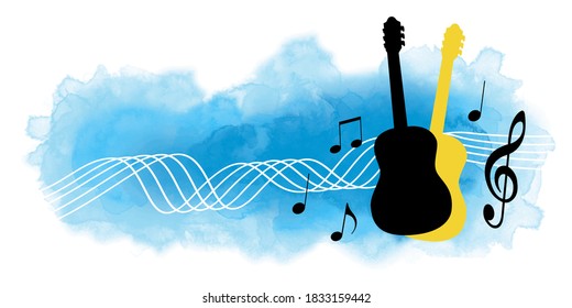 Abstract music graphic with guitar in vector quality.