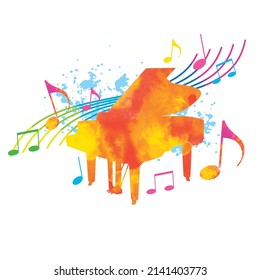 Abstract music graphic with piano.