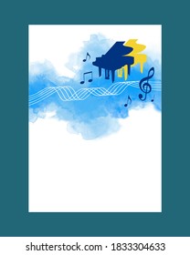 Abstract music graphic with piano in vector quality.