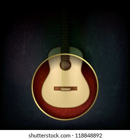 abstract music grunge background with acoustic guitar