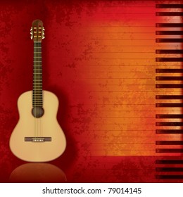 abstract music grunge background acoustic guitar and piano