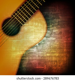 Abstract Music Grunge Vintage Background With Acoustic Guitar