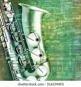 abstract music grunge vintage background with saxophone vector illustration