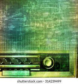 abstract music grunge vintage background with retro radio vector illustration