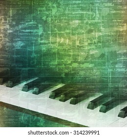 abstract music grunge vintage background with piano keys vector illustration