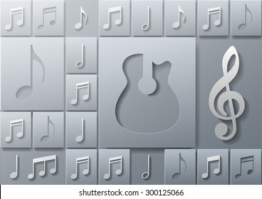 Abstract Music Guitar with Notes Design Template Background, Vector Illustration