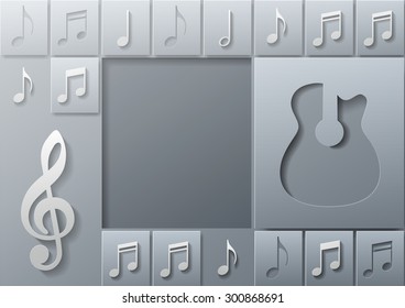 Abstract Music Guitar with Notes Design Template Background, Vector Illustration