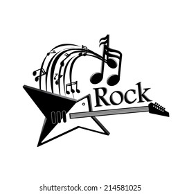 abstract music guitar with music notes on a white background