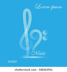 Abstract music icon, treble clef and bass clef vector