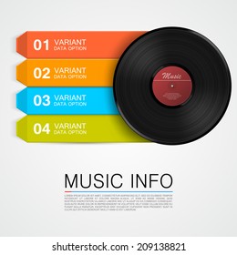 Abstract music info. Vinyl disk record numbers, Vector illustration