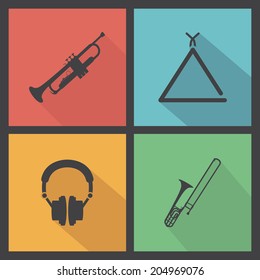 abstract music instrument silhouettes on a special background