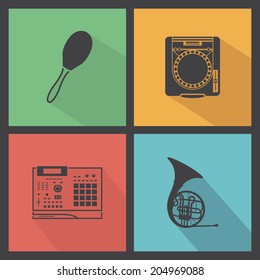abstract music instrument silhouettes on a special background