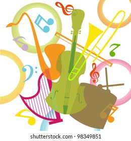 Abstract music instruments vector illustration