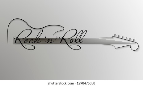 Abstract music logo. Black and white music rock n roll background. Design element for invitation to party, disco, music banner, flyer, cover. Vector illustration