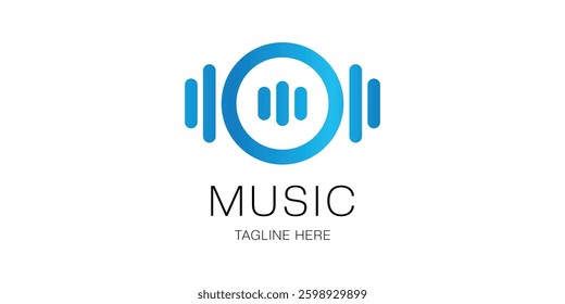abstract music logo design with simple and modern style. audio icon symbol vector template
