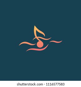 Abstract music logo icon vector design. Sound recording studio, night party. School of Music, disco, vocal course, composer, singer vector logo. Vector illustration, Graphic Design Note logotype.