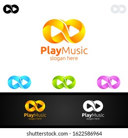 Abstract Music Logo with Infinity and Play Concept