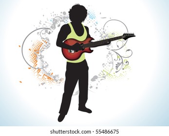 abstract music man with guitar vector illustration