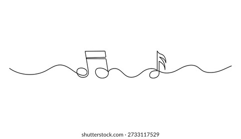Abstraktes Musikmelodiekonzept mit zwei Noten im durchgehenden Linienstil