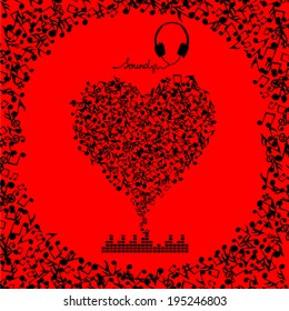 Abstract music note background, Love music concept