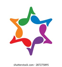 Abstract music, note icon logo design in modern style. star key note.