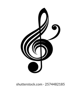 abstract music note with swirls on white background