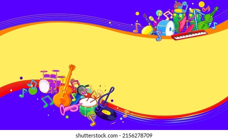 The abstract music notes background. Vector illustration of musical concept